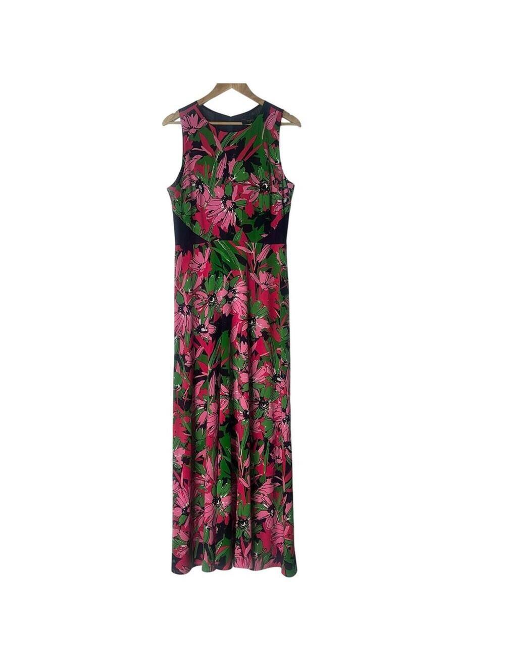 Just Taylor Sleeveless Long Floral Spring Dress 12 Blue Pink Green Fit Flare